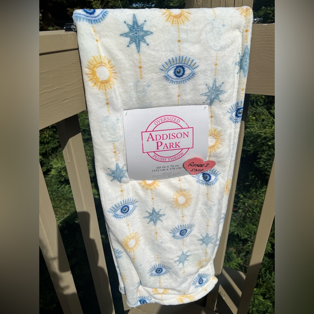 Evil Eye Celestial Plush Throw Blanket